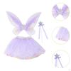 3 Pieces Fairy Wings Tutu Skirt and Stick Set for Girls Holidays Princess Cosplay