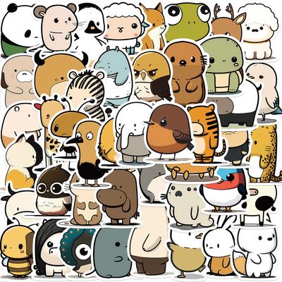 50 Милых Простых Граффити Наклеек с Животными Гитара Ноутбук Чемодан DIY Водонепроницаемые Наклейки