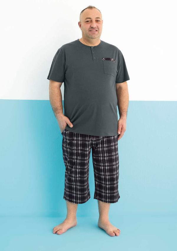 Piżama Męska Bawełniana 2Xl Z Krótkim Rękawem Spodnie 3/4 Komfortowa Miła