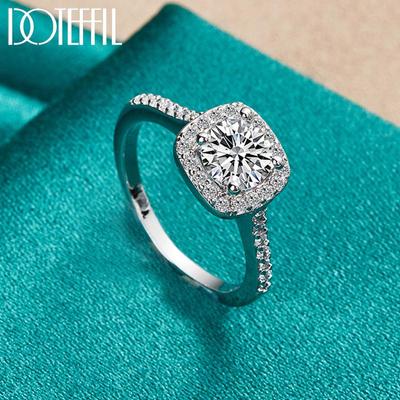 Ювелирные изделия из стерлингового серебра 925 пробы с квадратным цирконом AAA