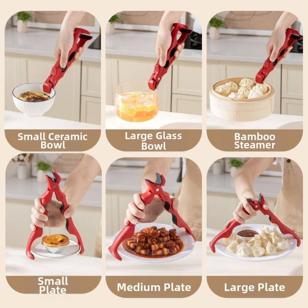 Non-Slip Anti Scalding Clip Silicone Handle Hot Bowl Gripper Dish Lifter Clamp  Kitchen Use