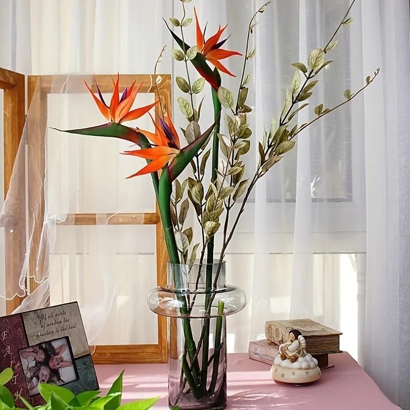 3pcs Artificial Bird Of Paradise Flowers Rubber Strelitzia 24.5'' Long Stem Flower Suitable For DIY Home Party Theme Decor