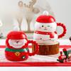 Santa Claus Ceramic Mug Christmas Creative Mug with Lid Spoon Home Couple Water Cup Holiday Gift Box