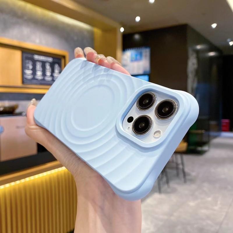 Liquid Silicone MagSafe Phone Case IPhone 17 Pro With Wave Texture Full Coverage Anti-Scratch Shockproof