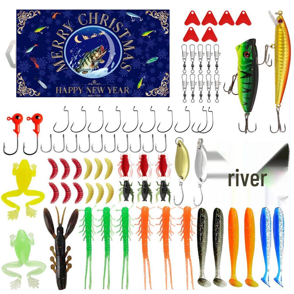 Креативный рождественский набор рыболовных приманок: Приманки для пресноводной форели, окуня и лосося с крючками