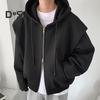 Мужская толстовка с капюшоном, завязками на шнурке, длинными рукавами, застежкой-молнией, спортивное пальто с карманами, однотонная свободная посадка, повседневная верхняя одежда