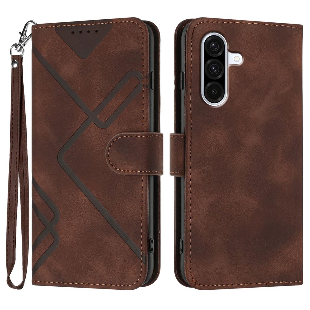 For Samsung Galaxy A36 5G Wallet Case Line Imprinted PU Leather Phone Cover with Strap