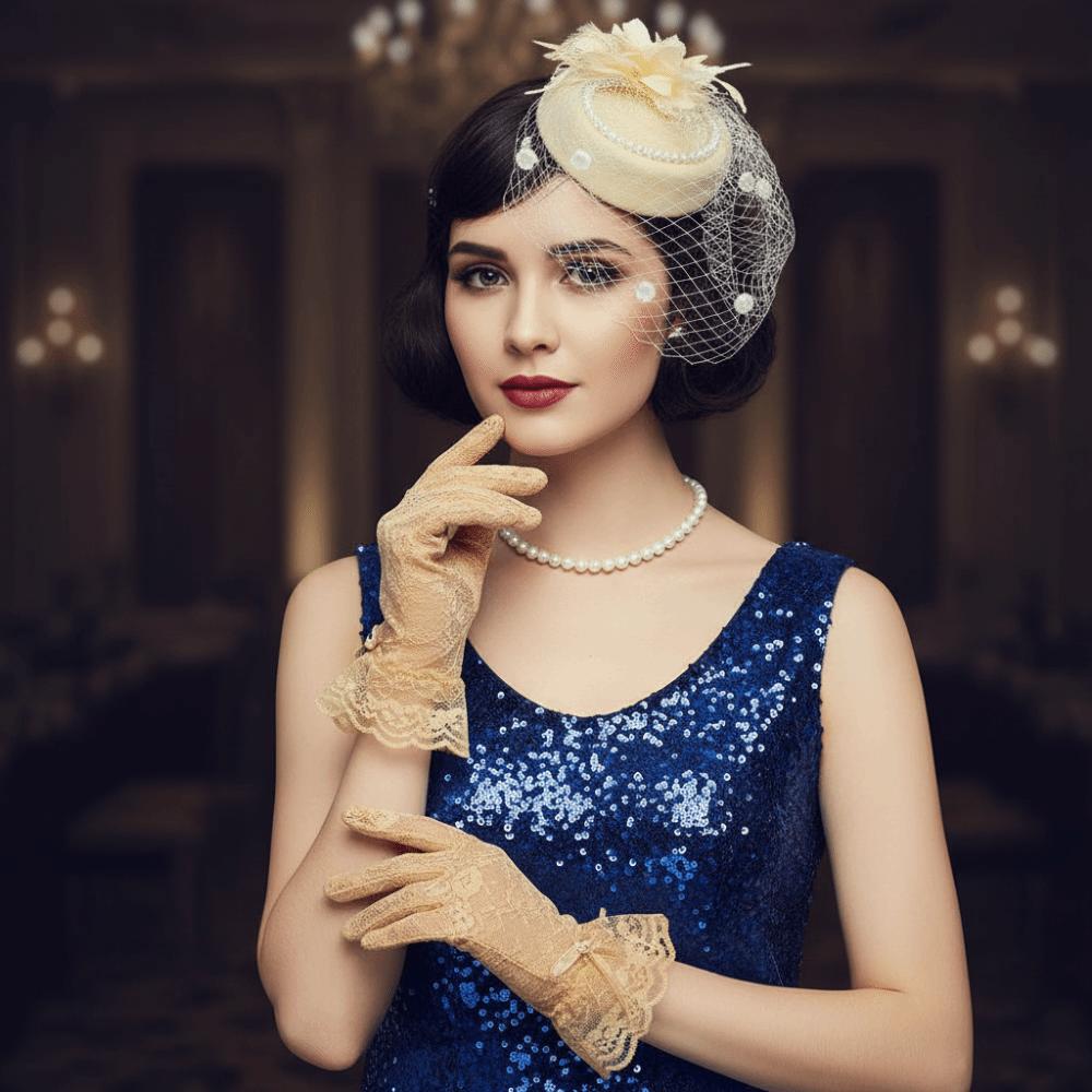 Pearl Vintage Fascinator Hat Exquisite Masquerade Hair Band Retro Bride Headdress Photography