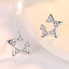 Серебряные серьги-гвоздики с открытыми пятиконечными звездами из циркония, простые серьги с бриллиантами для женщин, украшения для ушей