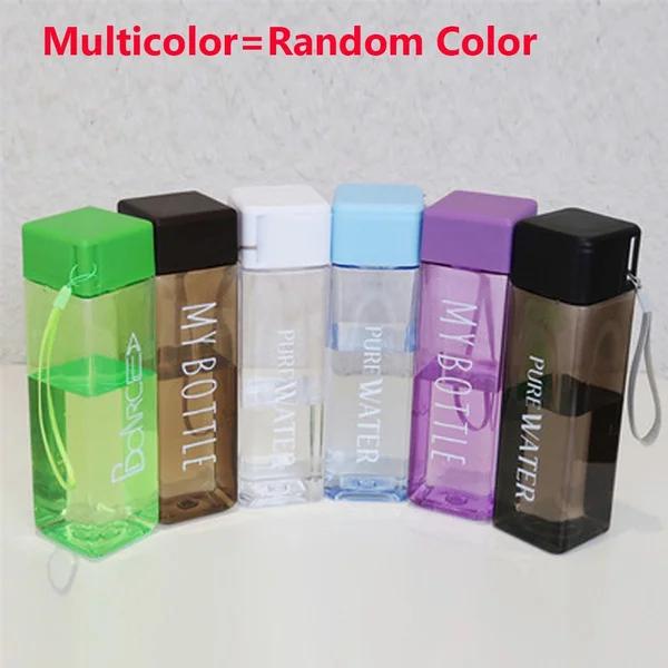 1 шт. 480 мл Портативный квадратный пластиковый стакан для воды для улицы, бутылки для напитков, сока, воды(Только бутылка)