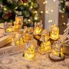 Christmas Decorations Resin Small House Light Up Village House Figurines Cartoon Table Ornament For Holiday Gift Cute Christmas