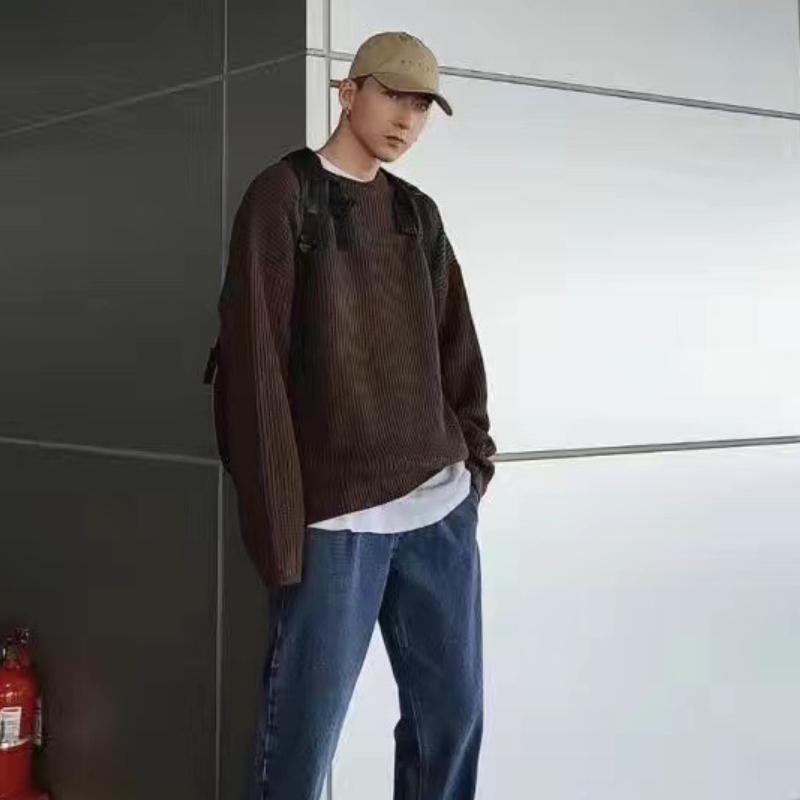 14 цветов мужской осенне-зимний корейский стиль однотонный круглый ворот свитер свободный внутренний низ свитер толстый пуловер