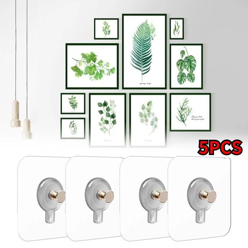 Новый 5 шт., прочный клейкий крючок для ногтей из ПВХ, настенный плакат, декоративные картины, бесшовные водонепроницаемые прочные прозрачные крючки для кухни и ванной комнаты, вешалка
