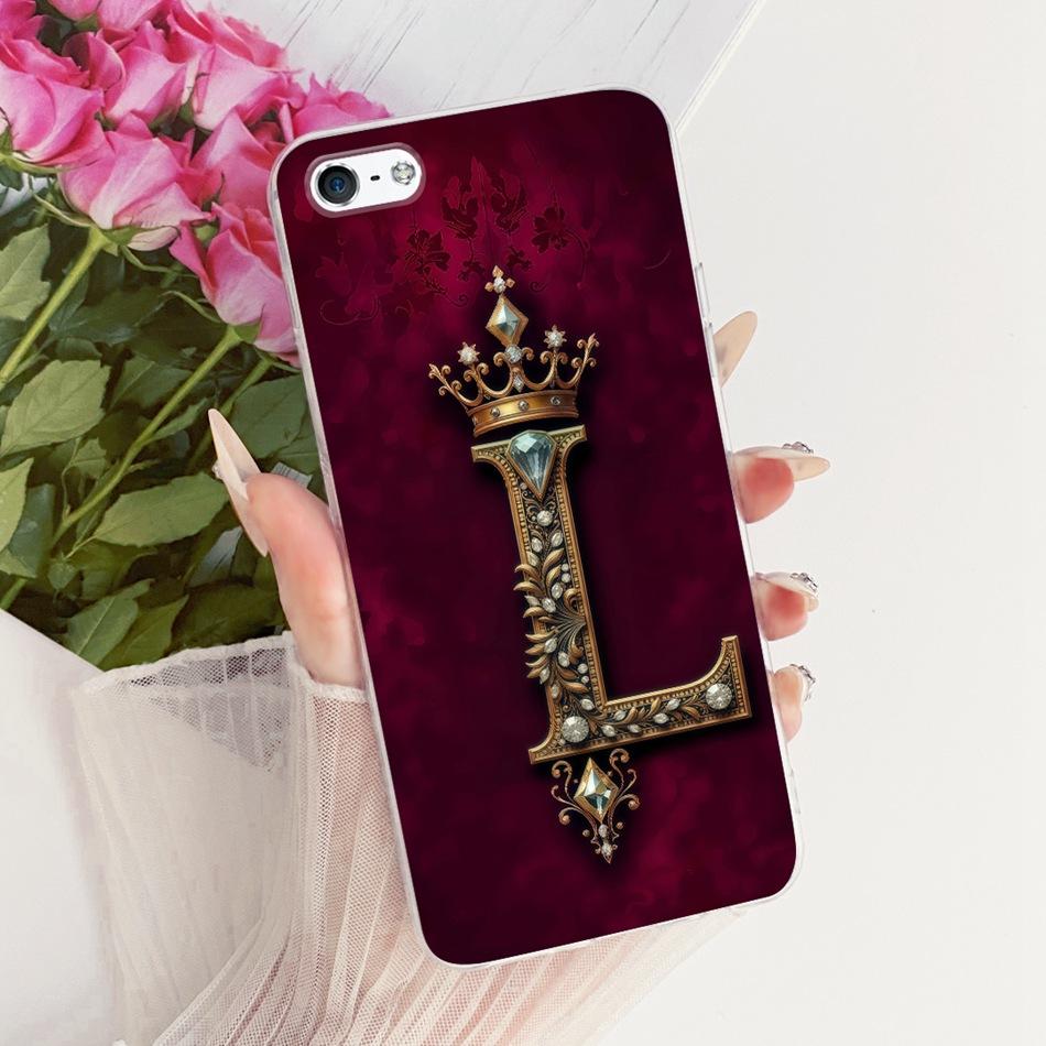 For iPhone 5 5s SE (2016) 4 4s Royal Crown Initial Letter Couple Phone Case For iPhone5 iPhone4 Soft Silicone TPU Covers Bumpers