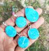 Larimar Gemstone 925 Sterling Silver Plated 5 Pcs Bezel Pendant BEZ-15