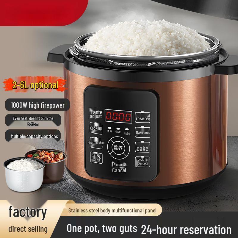 Smart Multifunctional Electric Pressure Cooker with Double Pot, Large Capacity for Stewing Meat, Porridge, and High-Pressure Rice Cooking.