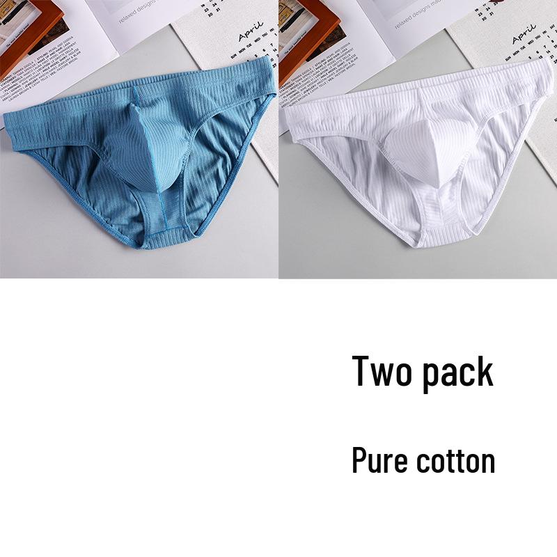 Мужские дышащие трусы-слипы из чистого хлопка в рубчик - Молодежные U-образные сексуальные шорты высокого класса