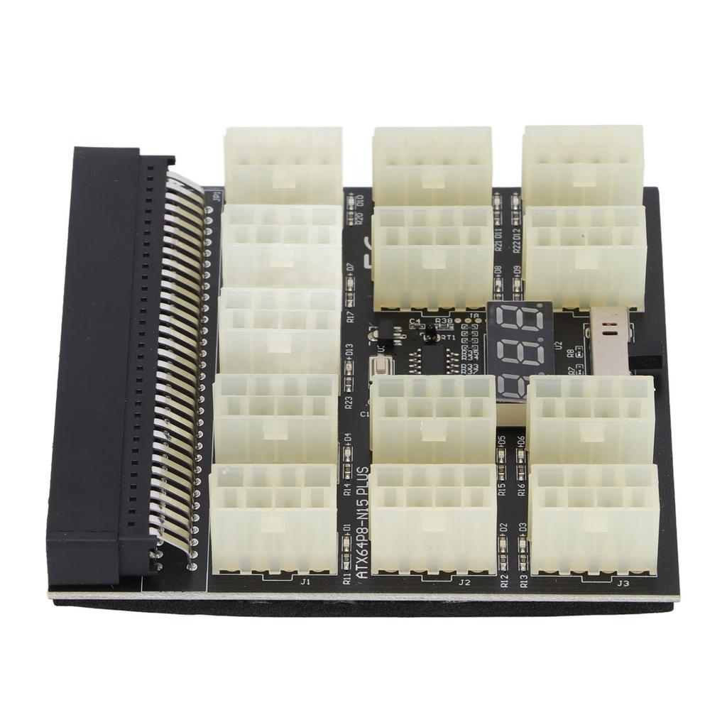Power Supply Board Adapter 12V 6pin 8pin Power Board Converter with Voltage Temperature Display for Mining Graphics Card