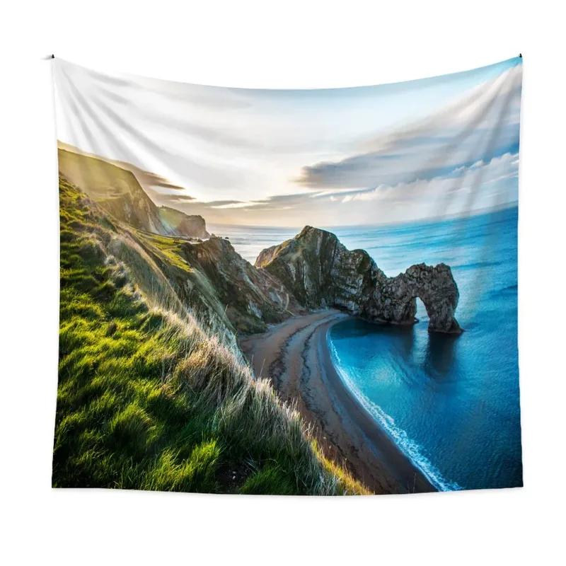 Гостиная Спальня Гобелен Природный Пейзаж Пляжный Принт Узор Модный Домашний Декор Гобелен