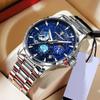 Роскошные мужские наручные часы с циферблатом Starry Sky, водонепроницаемые, с хронографом и датой, мужские кварцевые часы из нержавеющей стали