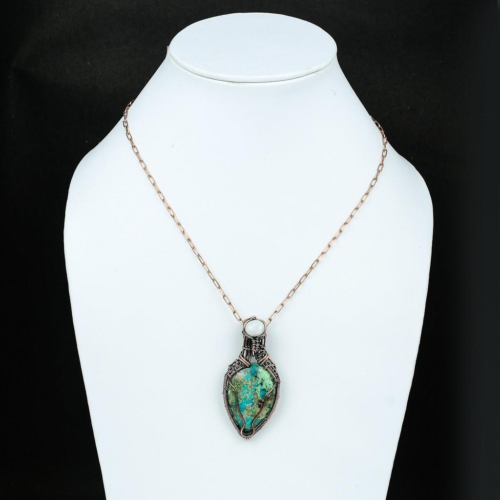 Подвеска из медной проволоки Шаттукита, ювелирные изделия из медной проволоки, ювелирные изделия из меди Шаттукита, подвеска из радужного лунного камня, подвеска ручной работы