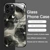 Luxury Black Rose Flower Graphic Tempered Glass Phone Case for IPhone 16 Pro Max 15 14 13 12 Mini 11 XS XR 7 8 Plus Hard Covers