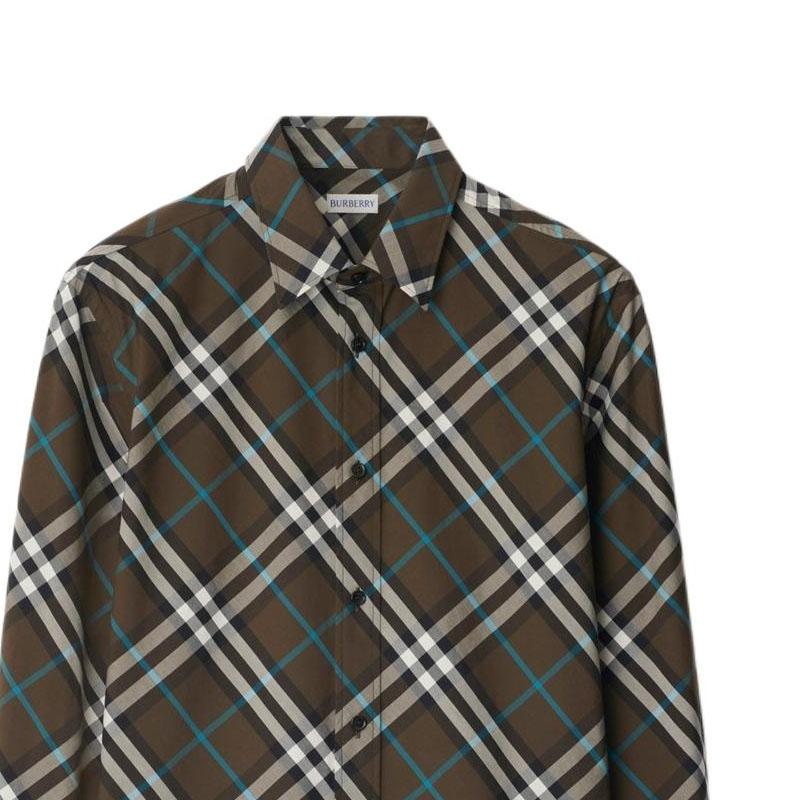 Burberry Check Cotton Shirt Men's Brown 80992211