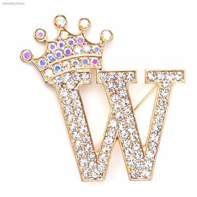 Новая брошь с 26 буквами A-Z, стразы, кристалл, золотистый цвет, английский алфавит, металлические значки, милые ювелирные аксессуары, рождественский подарок