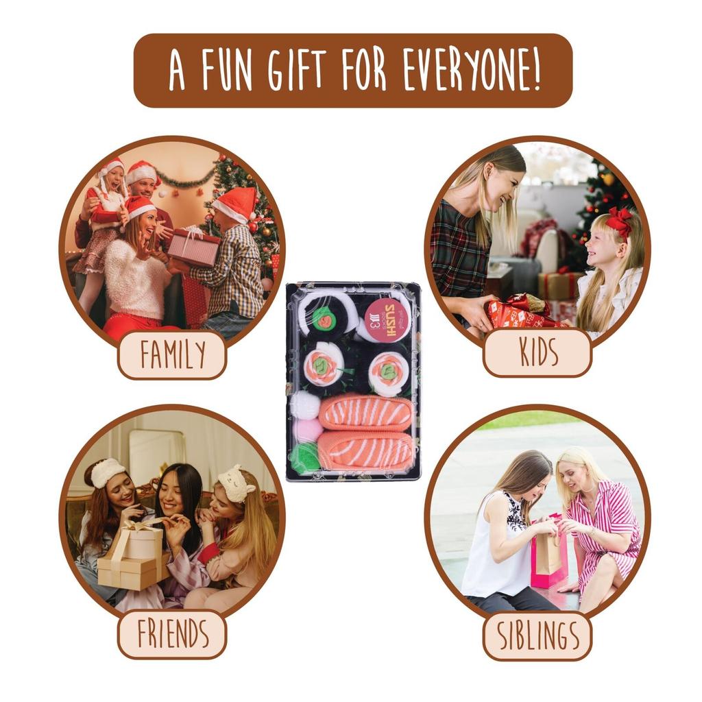 Craze-Sushi Socks In A Box, 1 Size Fits Most 3or 5 Pairs Gift For Men And Women