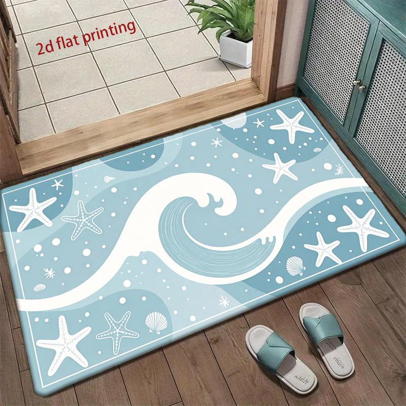 Ocean Watercolor Pattern Mat Living Room Decoration Home Sofa Non-Slip Carpet Study Bedroom Tatami Children'S Soft Floor Mat
