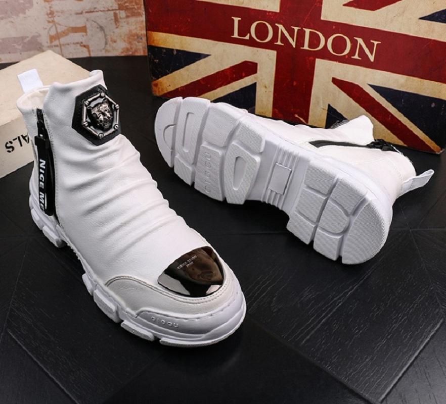 Fashion High Quality Leather Boots High Top British Style Shoes Men's Luxury Shoes Zapatos Hombre A6