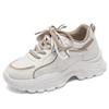 Женские кроссовки на платформе, массивные, в стиле "dad shoes", на толстой подошве, на шнуровке, ретро, белые, бежевые, повседневные, для ходьбы, спортивные, модные кроссовки