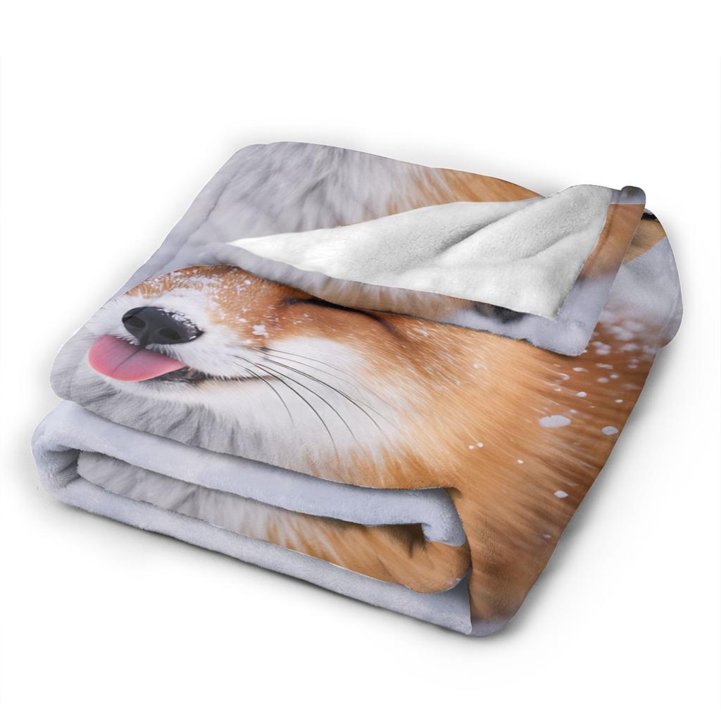 Cozy Blanket Plane Travel Cute Fox Throw Blanket Casual Bedspread For Chair Sofa Bed