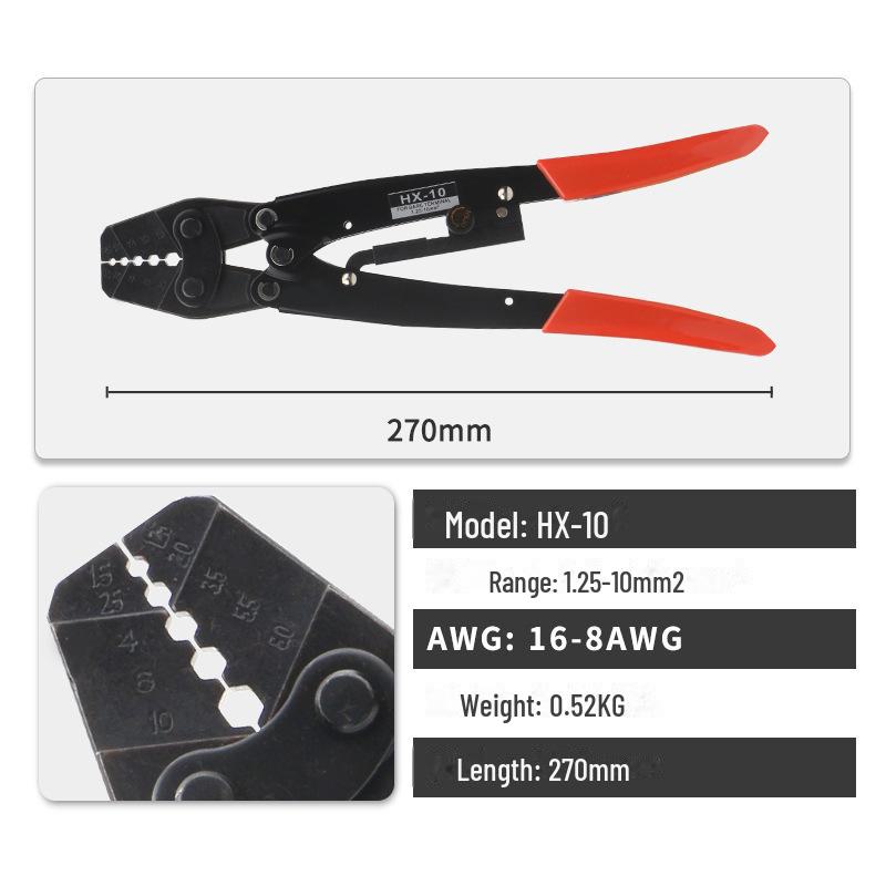 Японские клещи для обжима с храповым механизмом серии HS Huasheng для неизолированных клемм (Шестигранный, HX-10/16/26B)