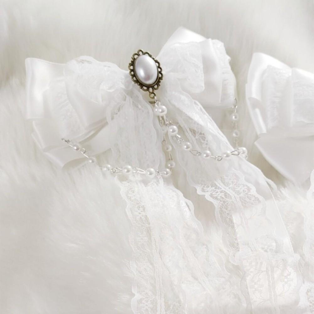 White Girls Hair Ornament Lace Bow Cosplay Headdress Cute Lolita Hair Clip Hair Accessories