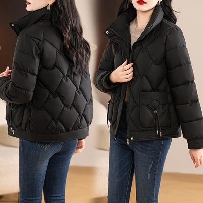 Парки Женские Короткие Пальто Пальто на Молнии Воротник-Стойка Полный Рукав Толстые Теплые Y2k Уличная Одежда Элегантные Куртки Верхняя Одежда Осень Зима