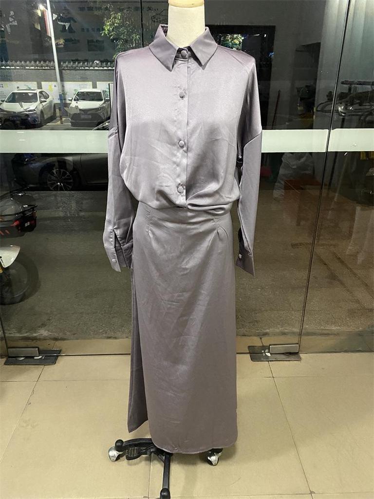 Женский модный комплект из двух предметов 2024: Топ с длинным рукавом и юбка миди