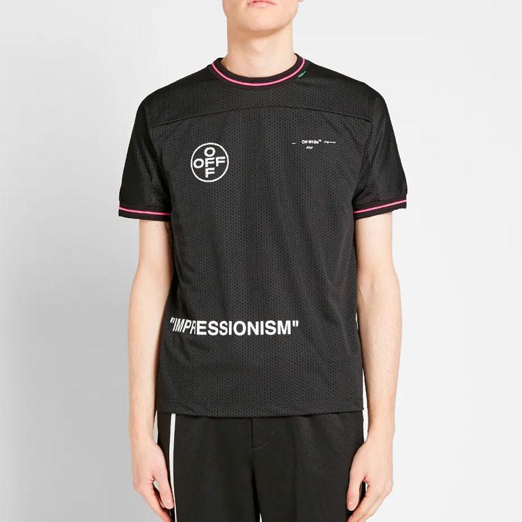 Off-White Футболка с коротким рукавом с круглым вырезом и принтом, мужские топы обычного кроя, черные OMAA022R191010151028