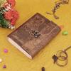 Owl Embossed Leather Notebook with Lock Off White Handmade Unlined Paper Diary 5x7 Inches for Men and Women and Gift & Travel In Brown Color