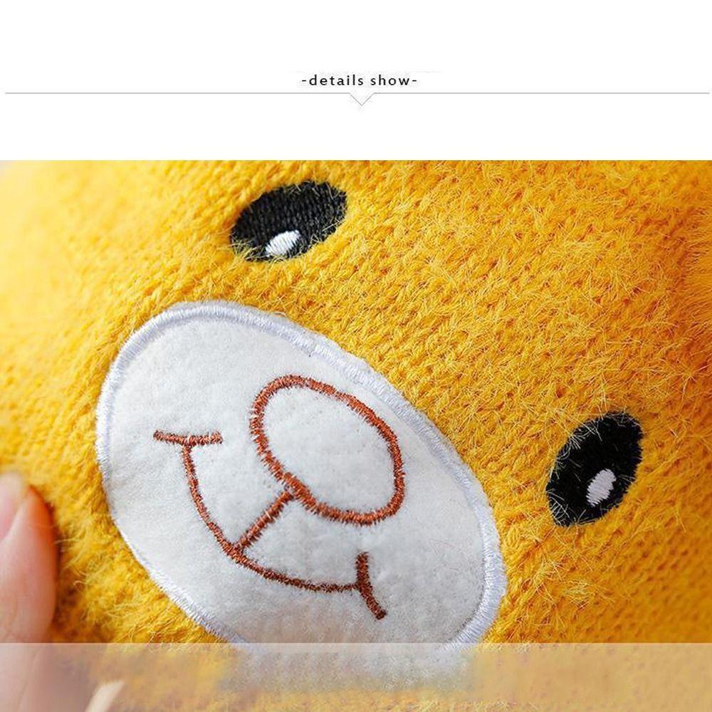 Neck Cover Baby Knitted Hat Keep Warm Bonnets Cute Bear Earflap Hat Toddler Boy Girl