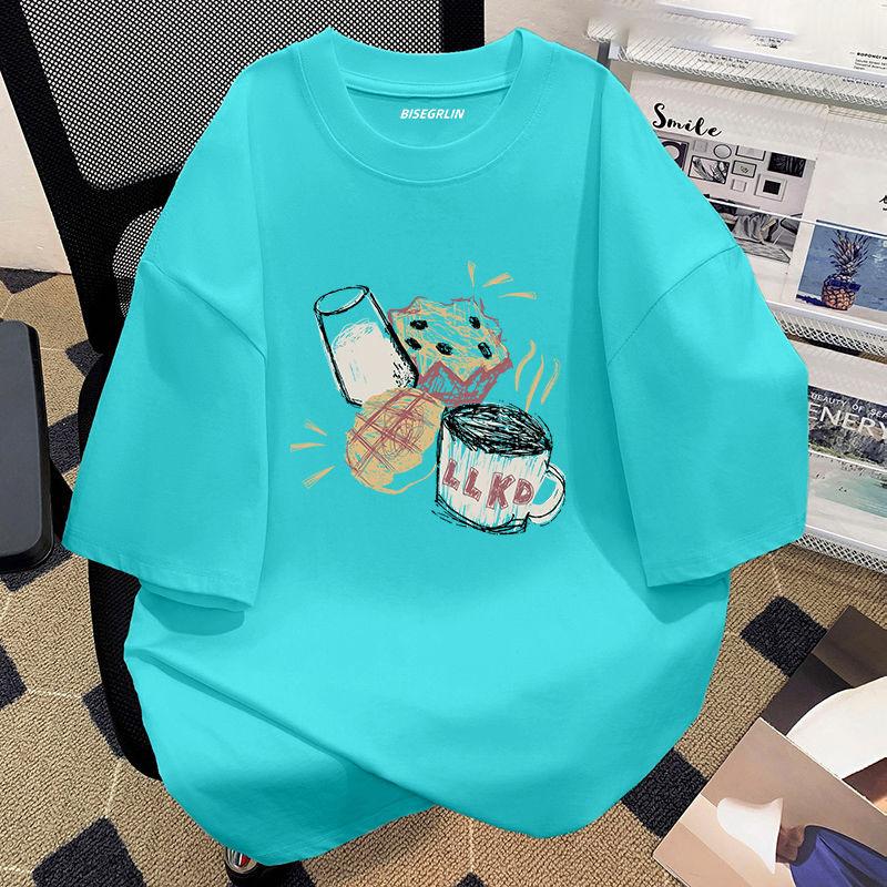 Женская летняя популярная футболка с короткими рукавами из хлопка, дышащая, свободная футболка с принтом, повседневная