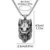 Mens Vintage Wolf Head Pendant Necklace Titanium Steel Box Chain Animal Style Statement Jewelry Halloween Party