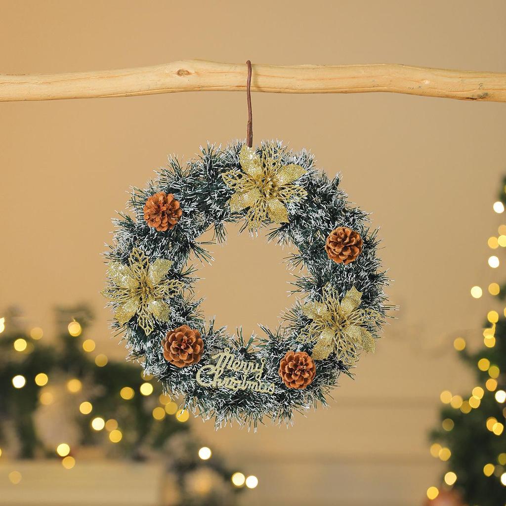 Cross-border Pine Needle Christmas Wreath Garland for Hotels & Malls
