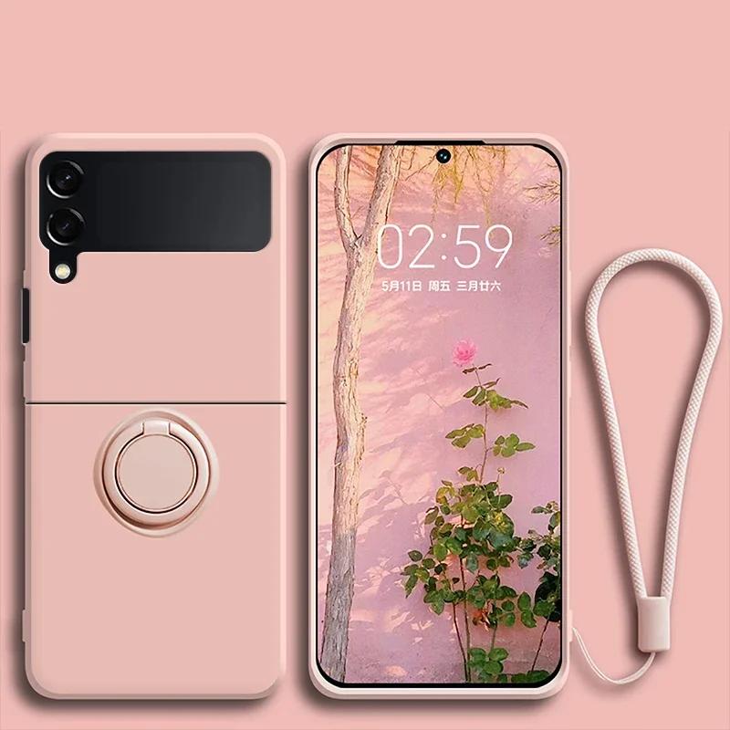Dopamine Skin Feel Жидкий силиконовый чехол-книжка для Samsung Galaxy Z Flip 7 FE 6 5 4 3 Противоударный чехол с кольцом-держателем Магнитные подставки