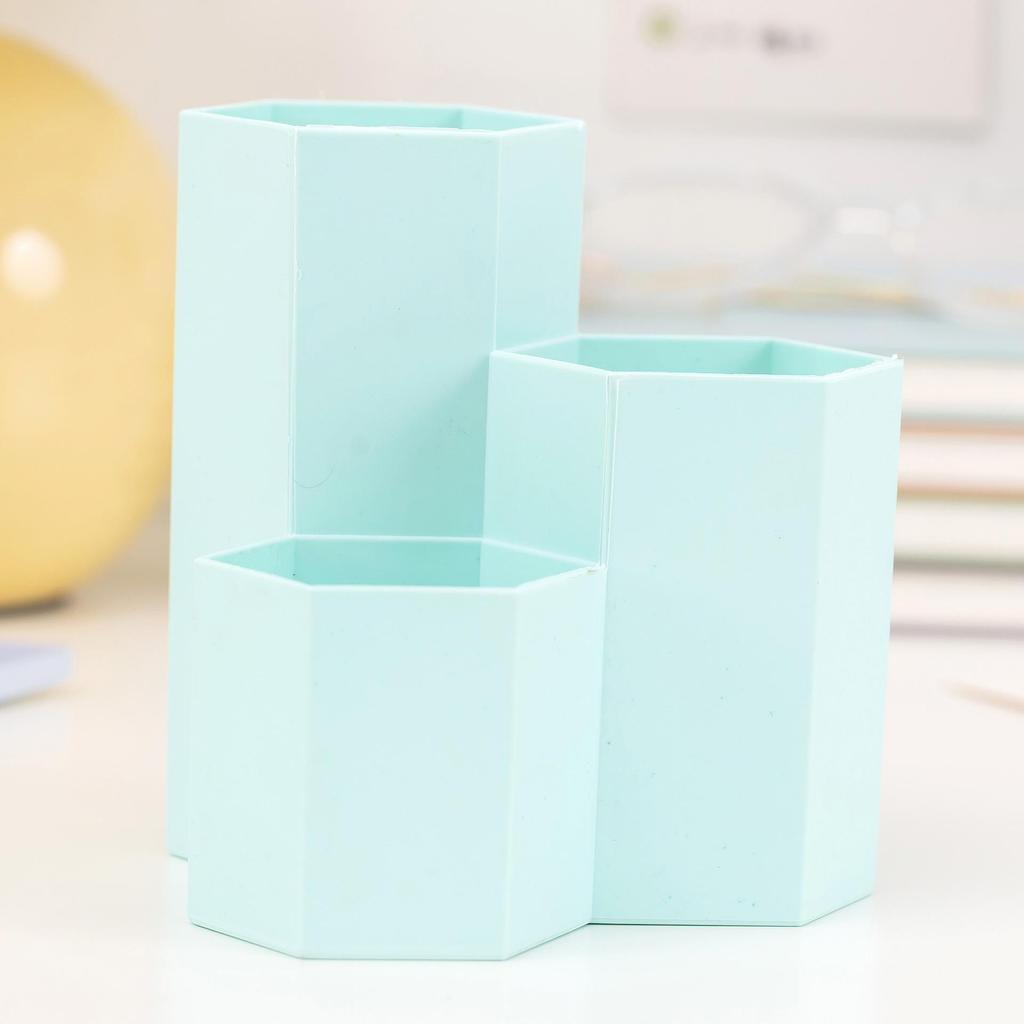 Hexagonal Multi-Grid Storage Box: Creative Eyebrow Pencil, Cosmetic, and Stationery Desktop Holder for Students