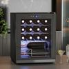 Freestanding Wine Cooler, 16 Bottles, for Home Bar, Living Room, Kitchen, Touchscreen, Glass Door, LED Lighting