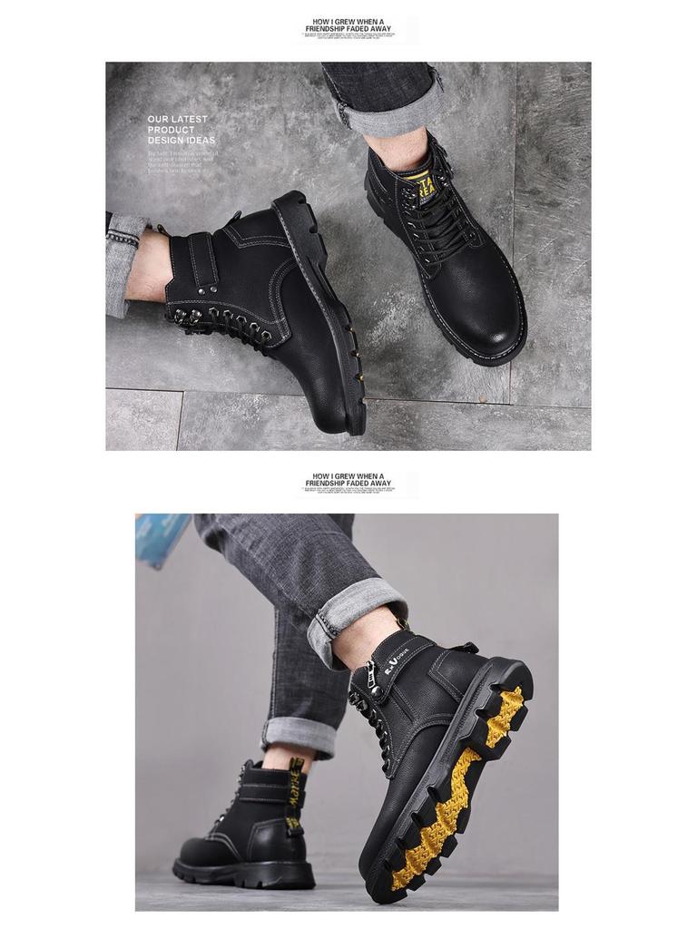 2025 Мужские хлопковые ботинки-хайтопы для хайкинга в стиле Мартин с кашемировой подкладкой для снега