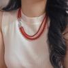 Vintage New Year Red Dove Blood Red Natural Carnelian Agate Detachable Multiple Wearing Necklace Sweater Chain