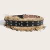 Rivet Leather Fur Belt Faux Fur Y2K Waistband Personality Furry Waistband  Dress Decoration