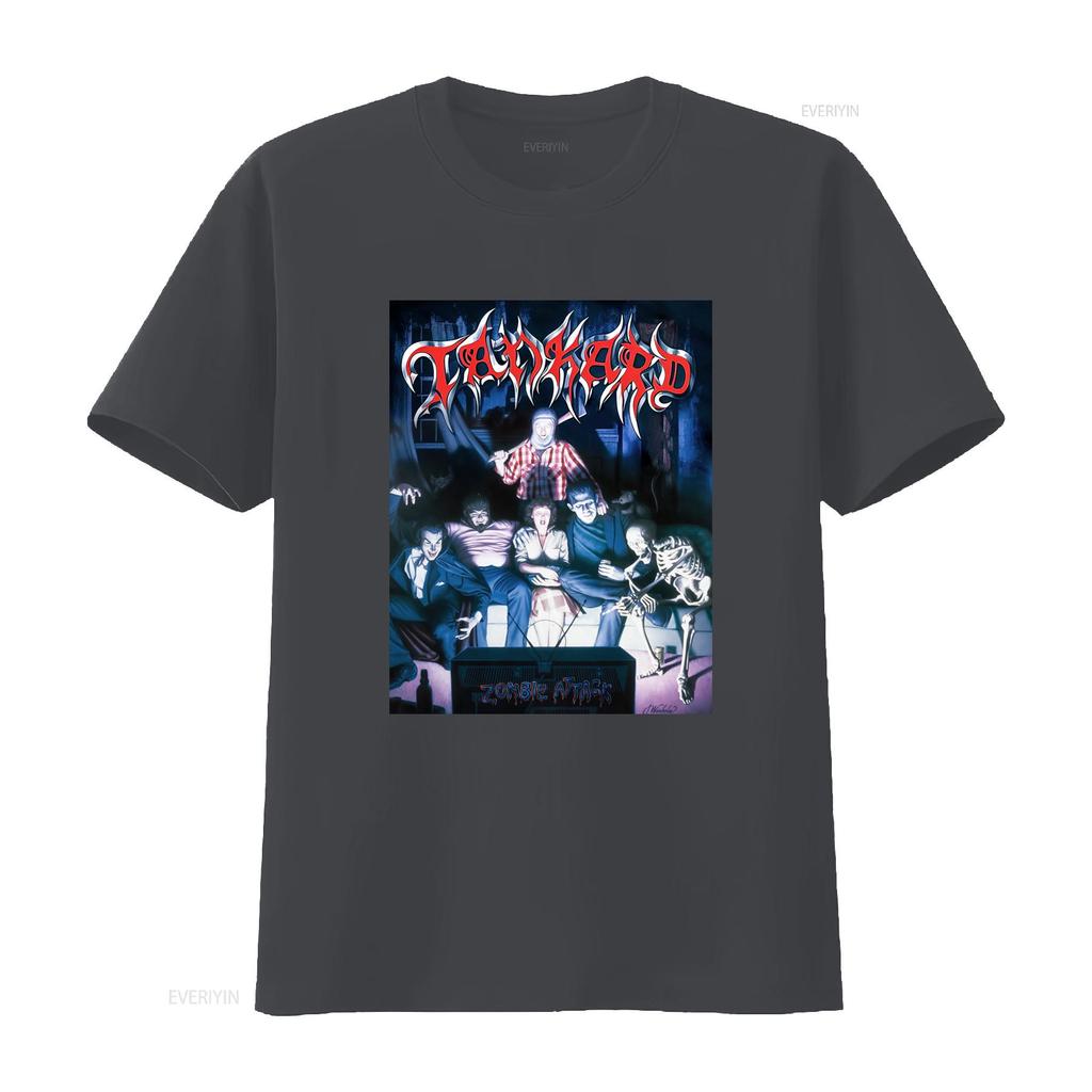 Tankard Zombie Attack T Shirt Retro Horror Band Design for Men Unique Rock Merch vintage Washed Casual Comfortable Stylish